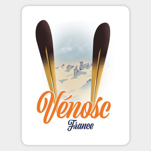 Venosc france Ski poster Sticker by nickemporium1